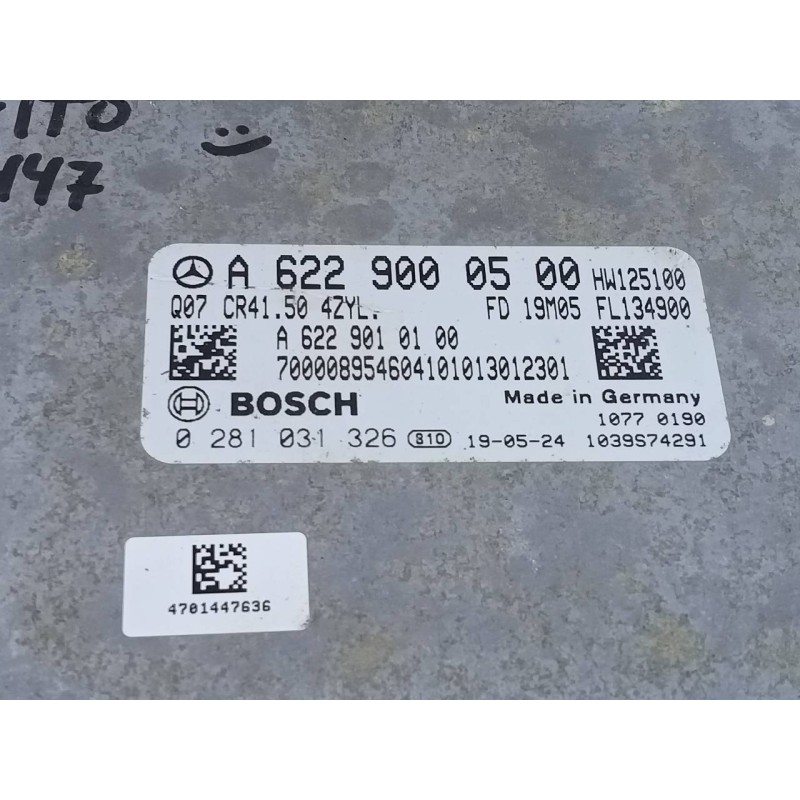 Recambio de centralita motor uce para mercedes-benz vito mixto (447) 109/111 cdi extralang (447.705) referencia OEM IAM A6229000