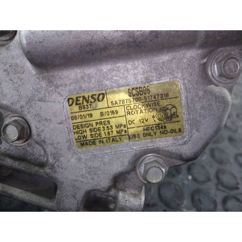 Recambio de compresor aire acondicionado para fiat nuova 500 (150) sport referencia OEM IAM 5A7875200 51747318 P3-B2-13-2