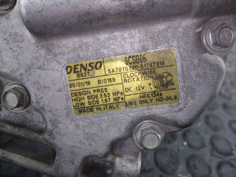 Recambio de compresor aire acondicionado para fiat nuova 500 (150) sport referencia OEM IAM 5A7875200 51747318 P3-B2-13-2