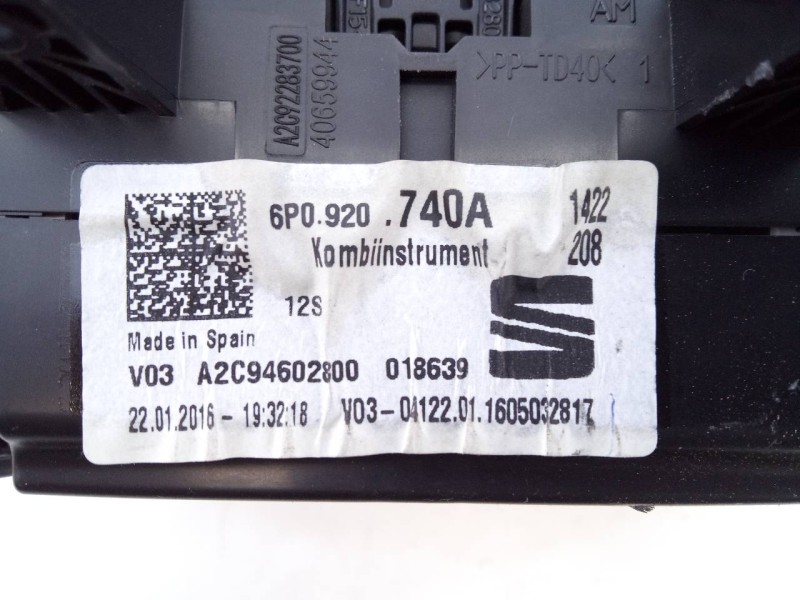 Recambio de cuadro instrumentos para seat ibiza (6p1) fr referencia OEM IAM 6P0920740A  E2-A1-19-3