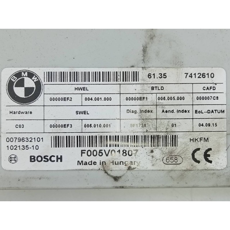 Recambio de modulo electronico para bmw serie 4 gran coupe (f36) 420d referencia OEM IAM 61357412610 F005V01807 E3-A2-25-4