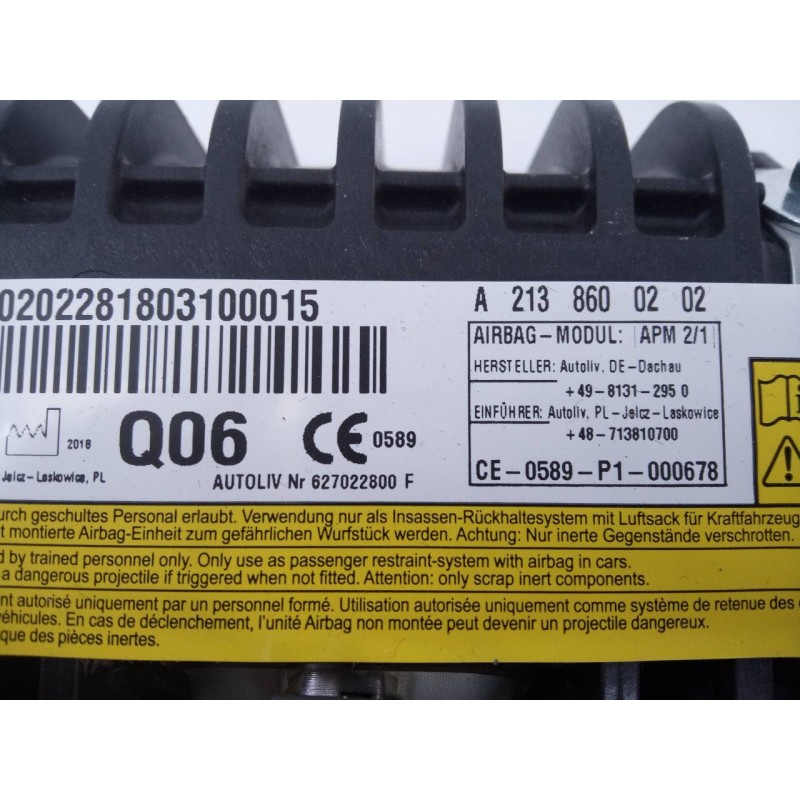 Recambio de airbag delantero derecho para mercedes-benz cls bm 257) cls 350 d 4matic edition 1 (257.321) referencia OEM IAM A213