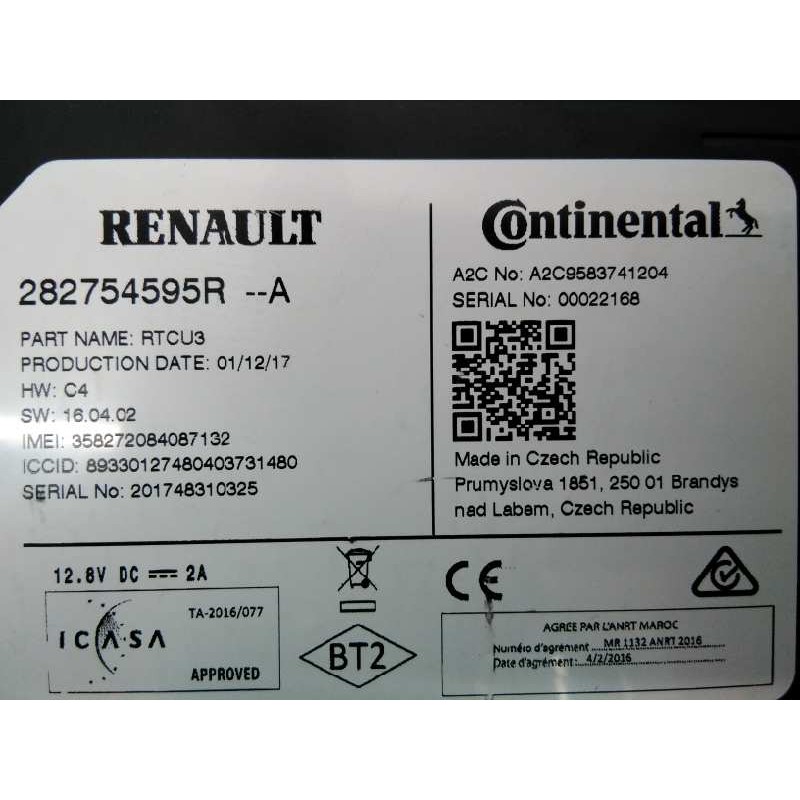 Recambio de modulo electronico para renault captur xmod referencia OEM IAM 282754595R  E2-A1-34-5