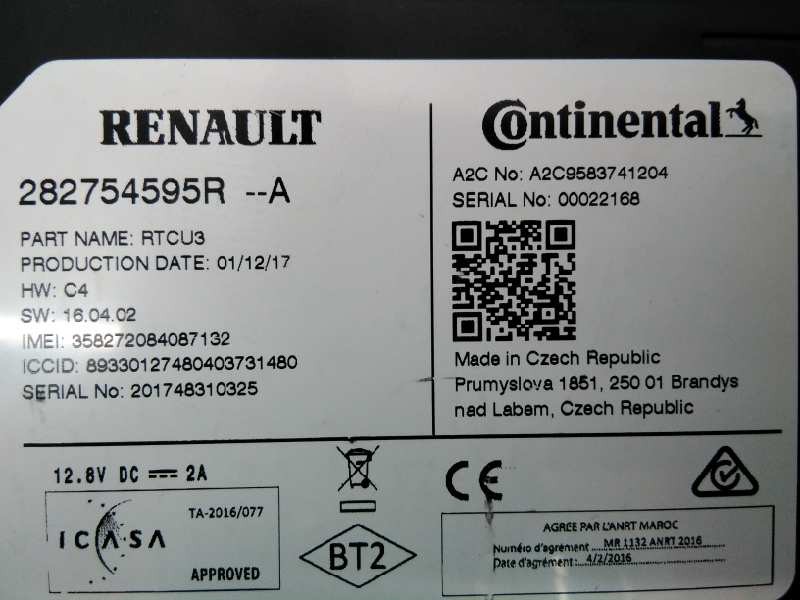 Recambio de modulo electronico para renault captur xmod referencia OEM IAM 282754595R  E2-A1-34-5