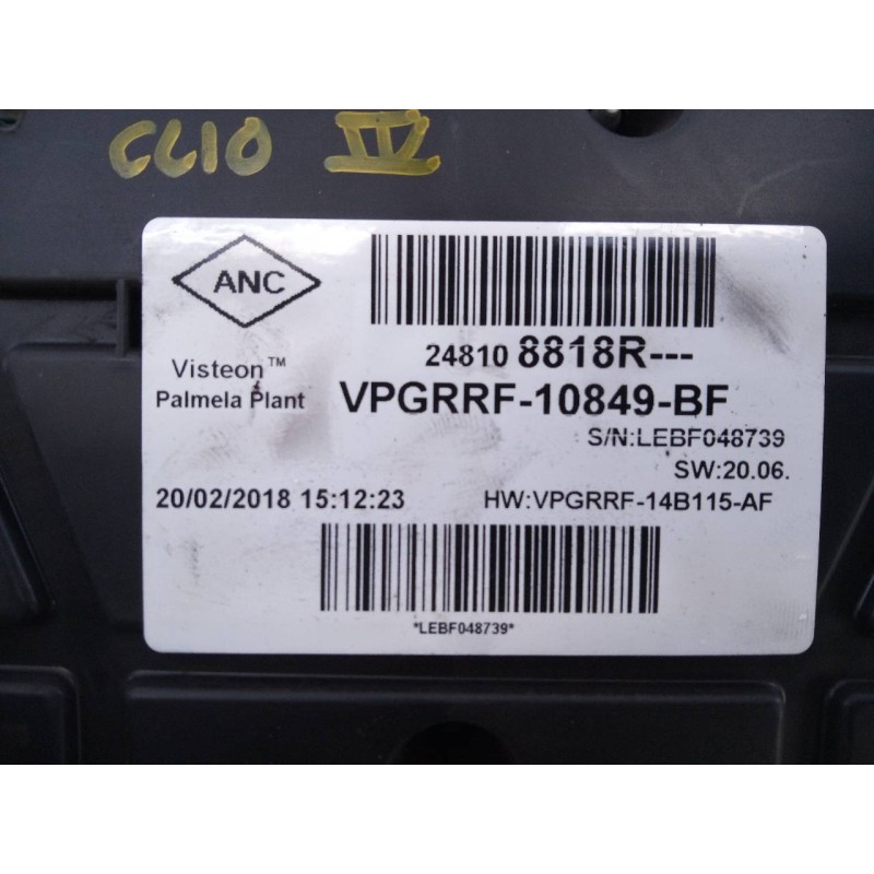 Recambio de cuadro instrumentos para renault clio iv authentique referencia OEM IAM 248108818R  E2-A1-36-2