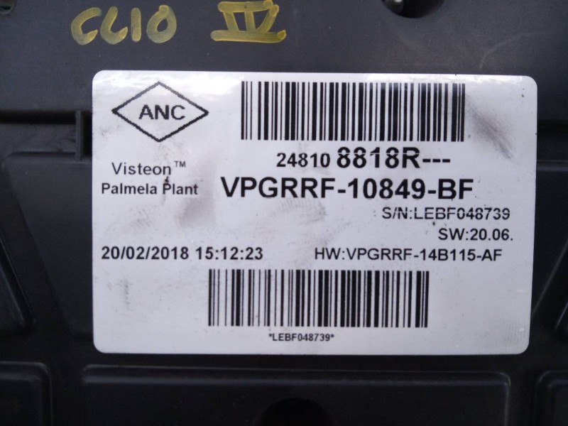 Recambio de cuadro instrumentos para renault clio iv authentique referencia OEM IAM 248108818R  E2-A1-36-2