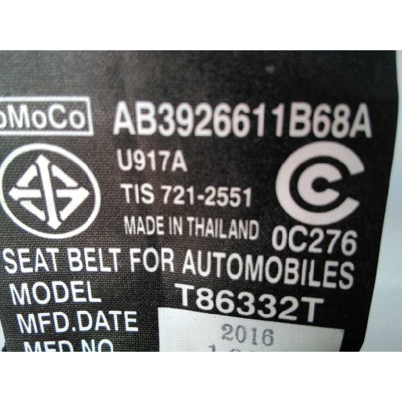Recambio de cinturon seguridad trasero derecho para ford ranger (tke) doppelkabine 4x4 wildtrak referencia OEM IAM AB3926611B68A
