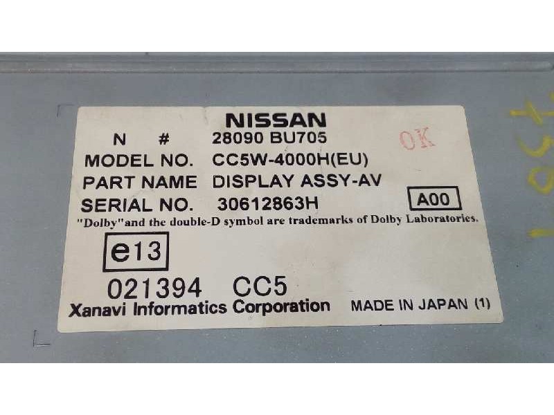 Recambio de sistema navegacion gps para nissan almera tino (v10m) acenta referencia OEM IAM 30612863H 28395BU700 E3-B4-30-2