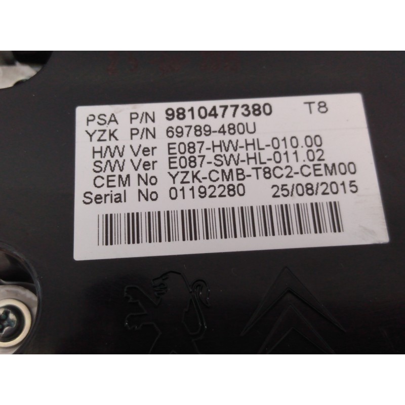 Recambio de cuadro instrumentos para peugeot 3008 access referencia OEM IAM 9810477380 69789480U E1-A4-38-1