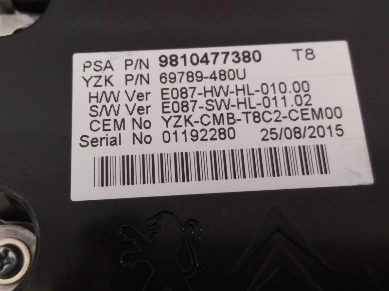 Recambio de cuadro instrumentos para peugeot 3008 access referencia OEM IAM 9810477380 69789480U E1-A4-38-1