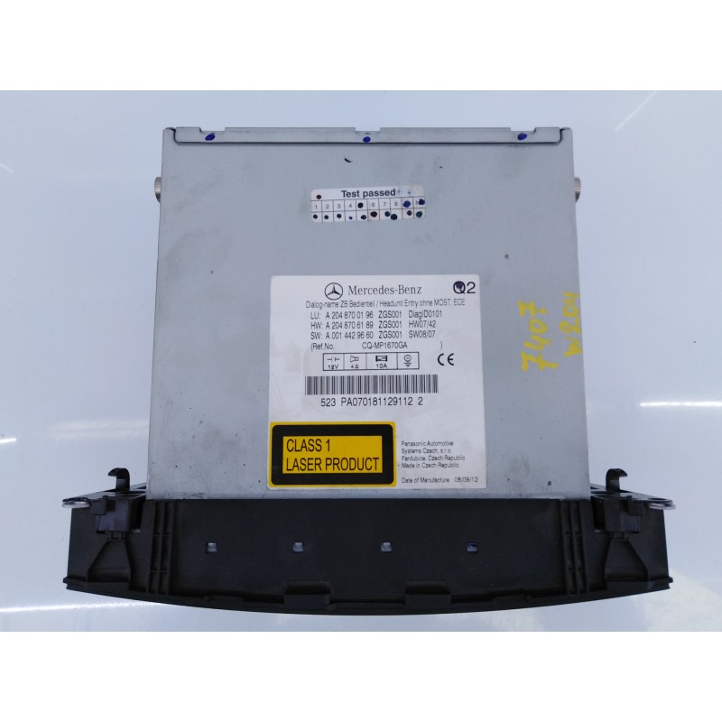 Recambio de sistema audio / radio cd para mercedes-benz clase c (w204) berlina c 220 cdi (204.008) referencia OEM IAM A204906040