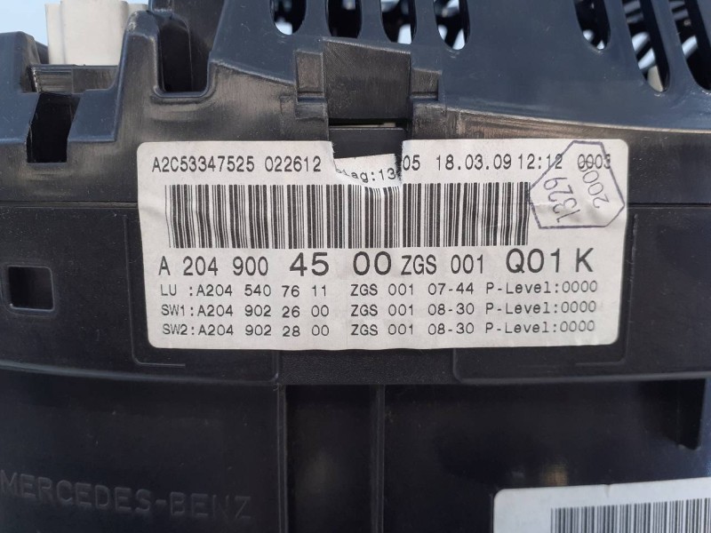 Recambio de cuadro instrumentos para mercedes-benz clase c (w204) lim. c 220 cdi blueefficiency (204.002) referencia OEM IAM A20