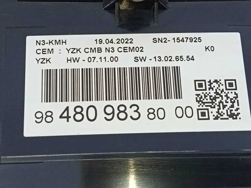 Recambio de cuadro instrumentos para opel vivaro furgón l select referencia OEM IAM 9848098380  E3-A5-17-4
