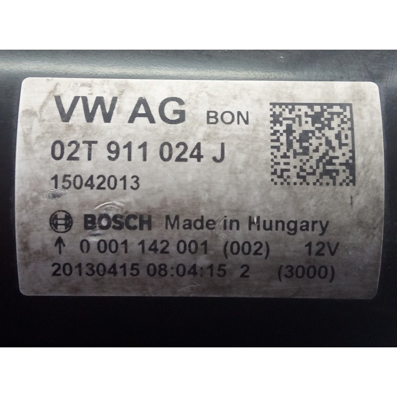 Recambio de motor arranque para skoda rapid active referencia OEM IAM 02T911024J  P3-B7-9-3