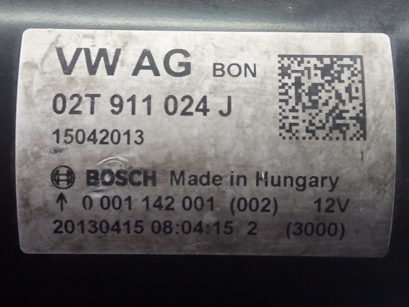 Recambio de motor arranque para skoda rapid active referencia OEM IAM 02T911024J  P3-B7-9-3