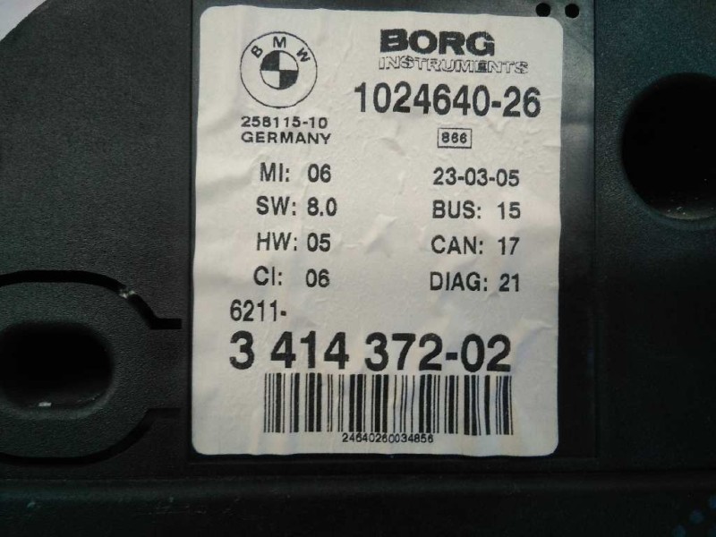 Recambio de cuadro instrumentos para bmw x3 (e83) 2.0d referencia OEM IAM 62103451581  E3-A2-30-2