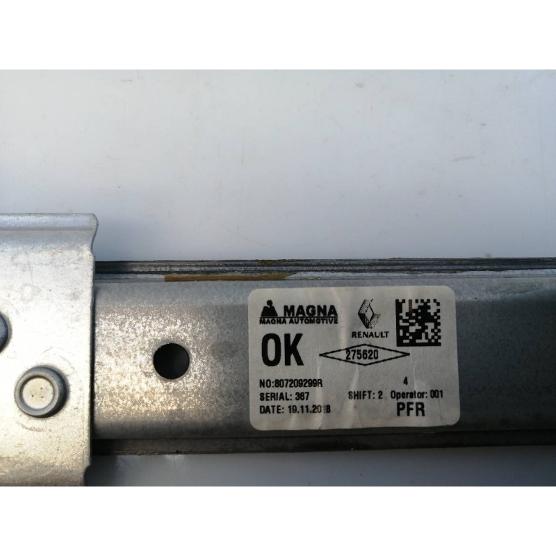 Recambio de elevalunas delantero derecho para dacia sandero stepway referencia OEM IAM 807209299R  E1-A1-12-2