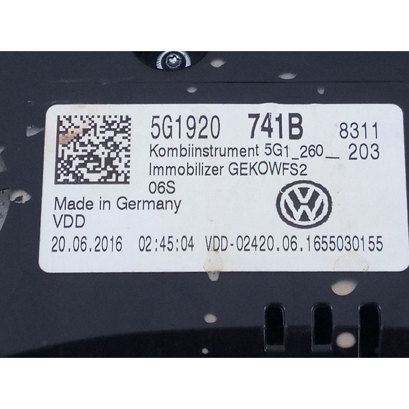 Recambio de cuadro instrumentos para volkswagen golf vii (5g1, bq1, be1, be2) 1.6 tdi referencia OEM IAM 5G1920741B  