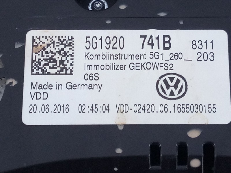 Recambio de cuadro instrumentos para volkswagen golf vii (5g1, bq1, be1, be2) 1.6 tdi referencia OEM IAM 5G1920741B  