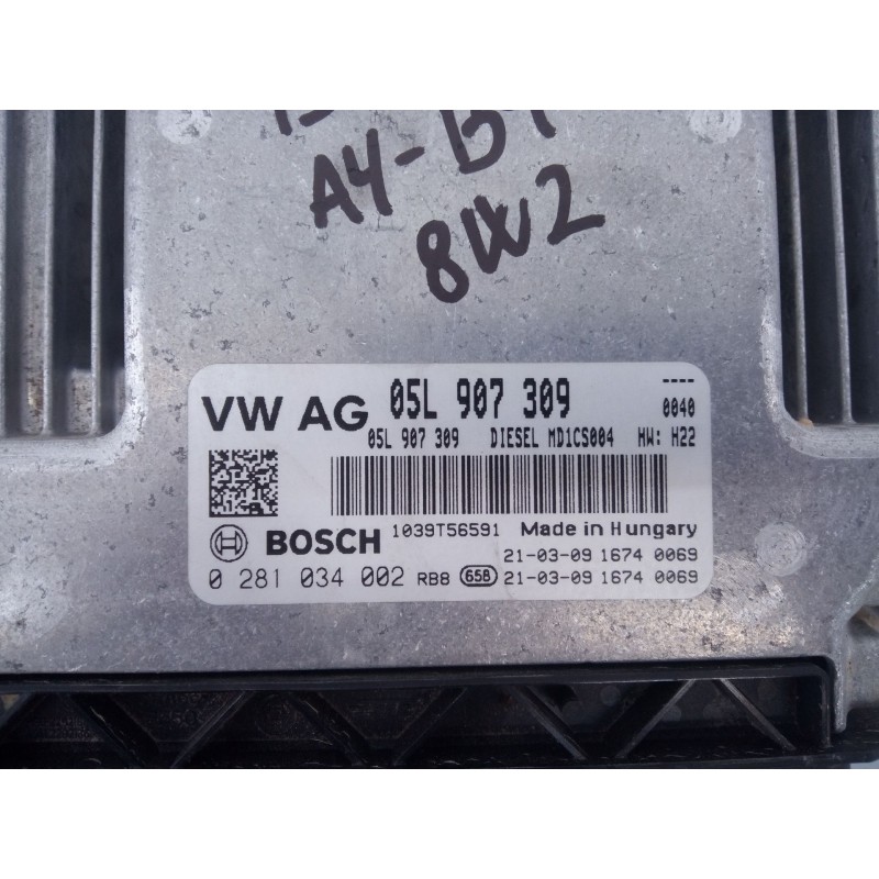 Recambio de centralita motor uce para audi a4 b9 (8w2, 8wc) 30 tdi mild hybrid referencia OEM IAM 05L907309 0281034002 