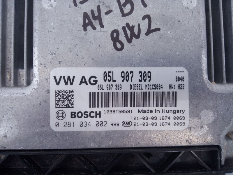 Recambio de centralita motor uce para audi a4 b9 (8w2, 8wc) 30 tdi mild hybrid referencia OEM IAM 05L907309 0281034002 