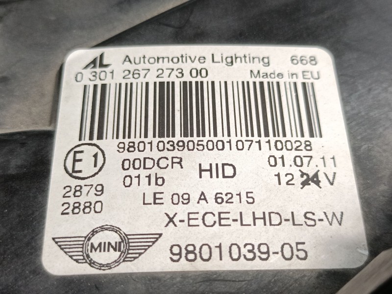 Recambio de faro izquierdo xenon para mini mini countryman (r60) cooper s referencia OEM IAM 980103905  