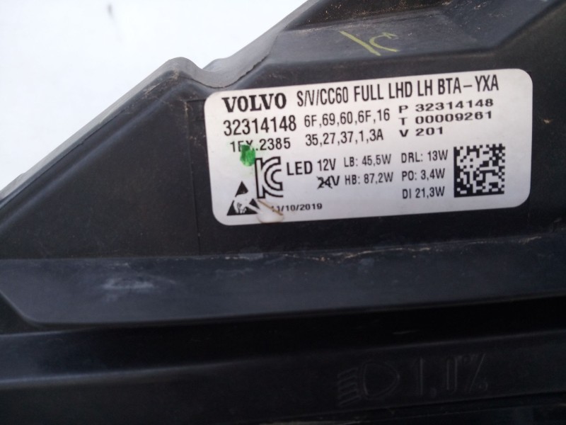 Recambio de faro izquierdo xenon para volvo volvo s60 t4 referencia OEM IAM 32314148  