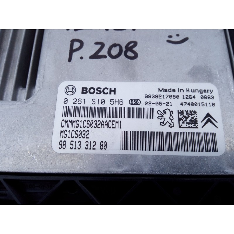 Recambio de centralita motor uce para peugeot 208 ii (ub_, up_, uw_, uj_) 1.2 puretech 100 referencia OEM IAM 9851331280 0261S10