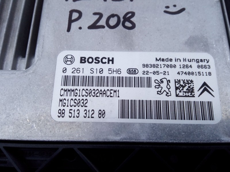 Recambio de centralita motor uce para peugeot 208 ii (ub_, up_, uw_, uj_) 1.2 puretech 100 referencia OEM IAM 9851331280 0261S10