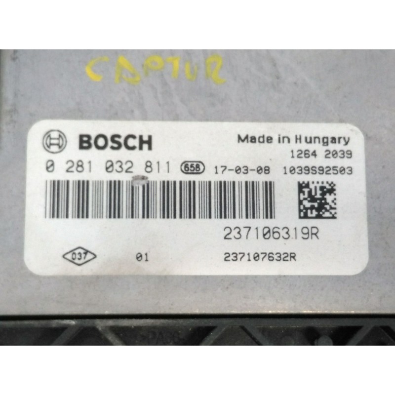 Recambio de centralita motor uce para renault captur i (j5_, h5_) 1.5 dci 90 referencia OEM IAM 237107632R 237106319R 