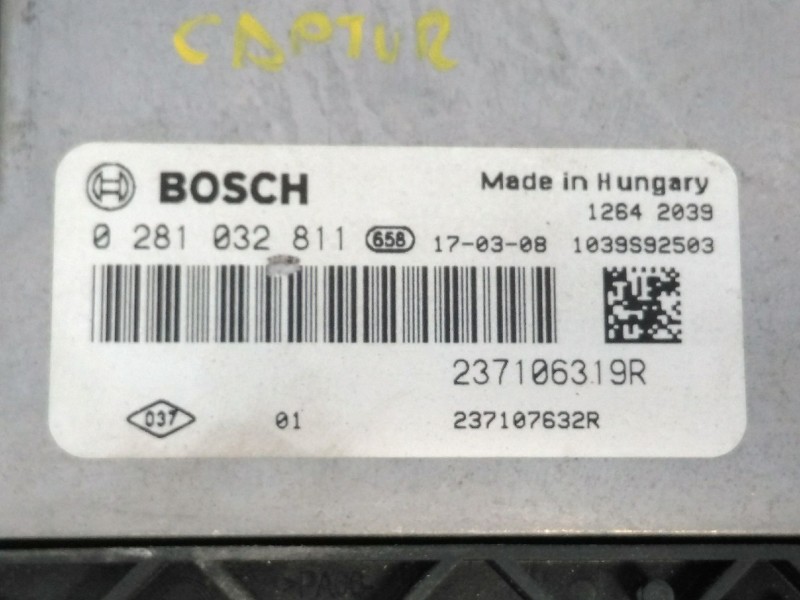 Recambio de centralita motor uce para renault captur i (j5_, h5_) 1.5 dci 90 referencia OEM IAM 237107632R 237106319R 