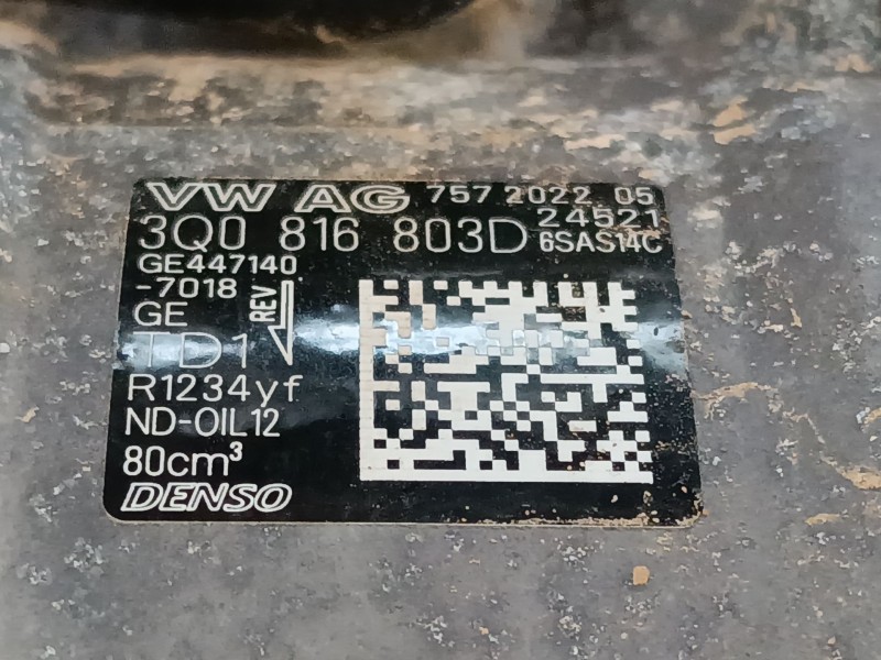 Recambio de compresor aire acondicionado para volkswagen tiguan (ad1, ax1) 2.0 tdi referencia OEM IAM 3Q0816803D  