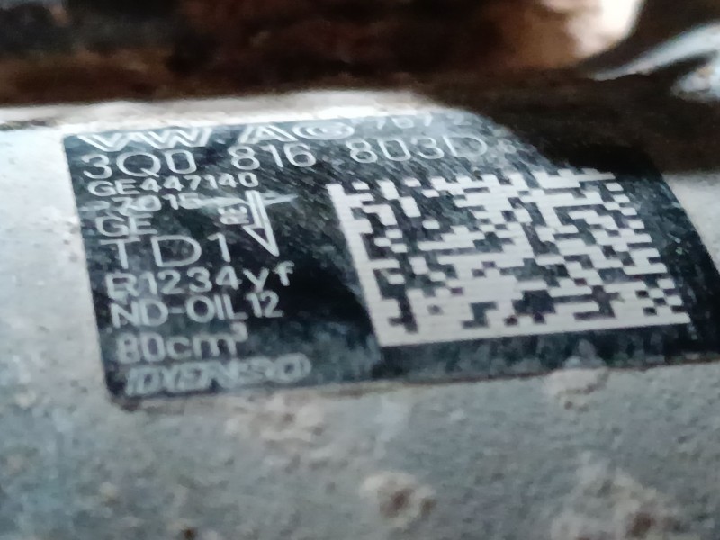 Recambio de compresor aire acondicionado para skoda karoq (nu7, nd7) 1.5 tsi referencia OEM IAM 3Q0816803D  