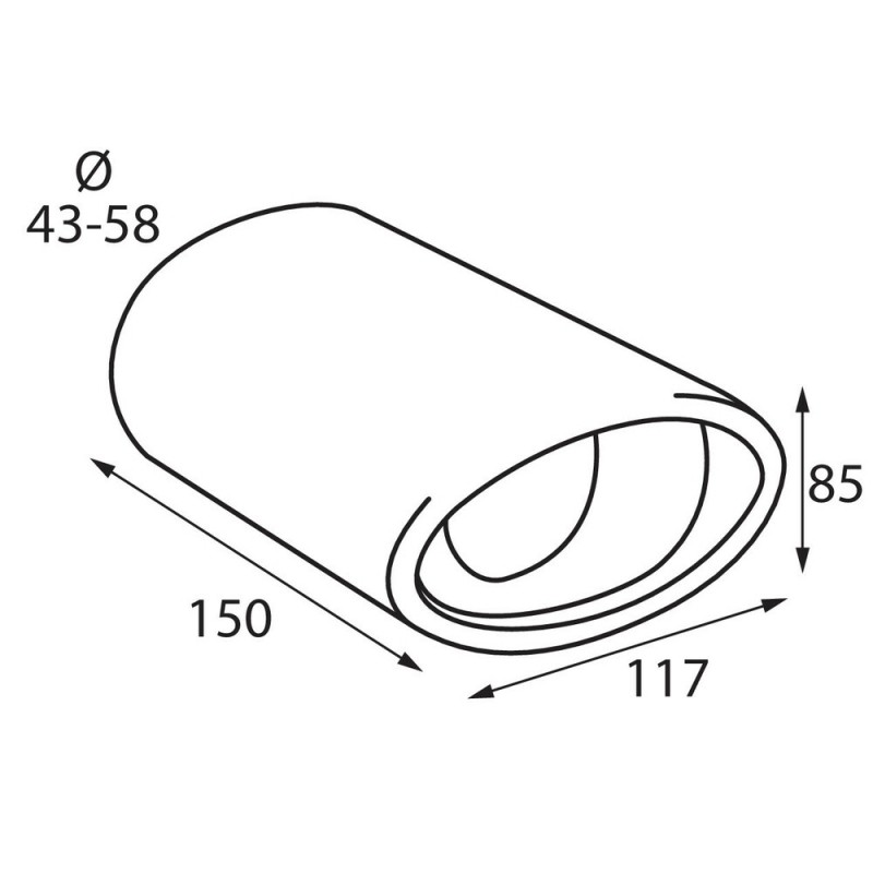Recambio de accesorios auto para universal acc. tienda tubo de escape acero inox ts-17 ovalado diam 43-58 mm referencia OEM IAM 