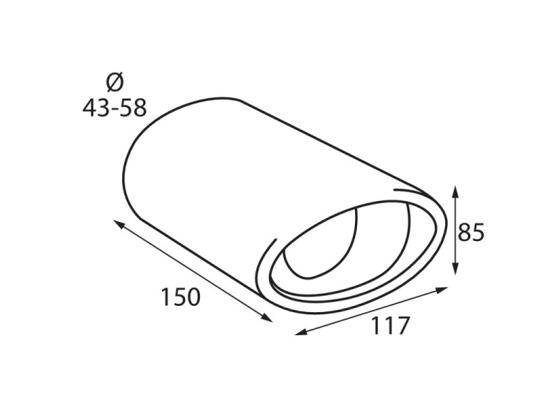 Recambio de accesorios auto para universal acc. tienda tubo de escape acero inox ts-17 ovalado diam 43-58 mm referencia OEM IAM 