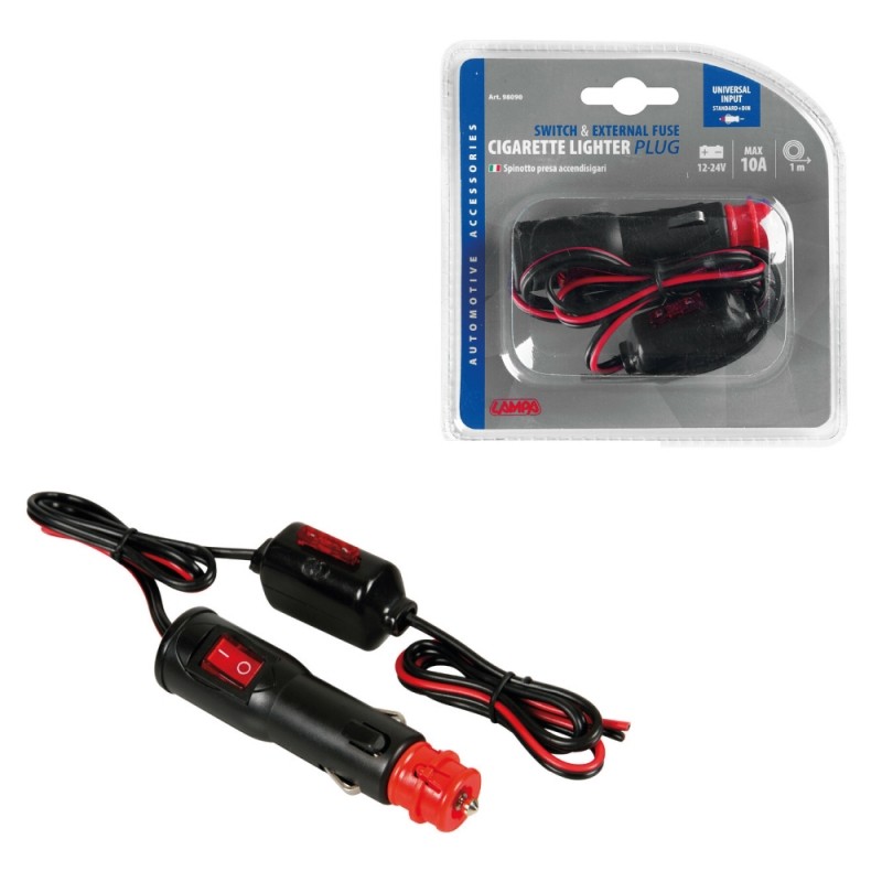 Recambio de accesorios auto para universal tienda enchufe mechero cable 1 m interruptor fusible externo 10a 12/24v referencia OE