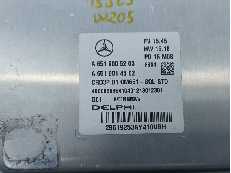 Recambio de centralita motor uce para mercedes-benz clase c (w205) c 220 bluetec / d (205.002, 205.004) referencia OEM IAM A6519