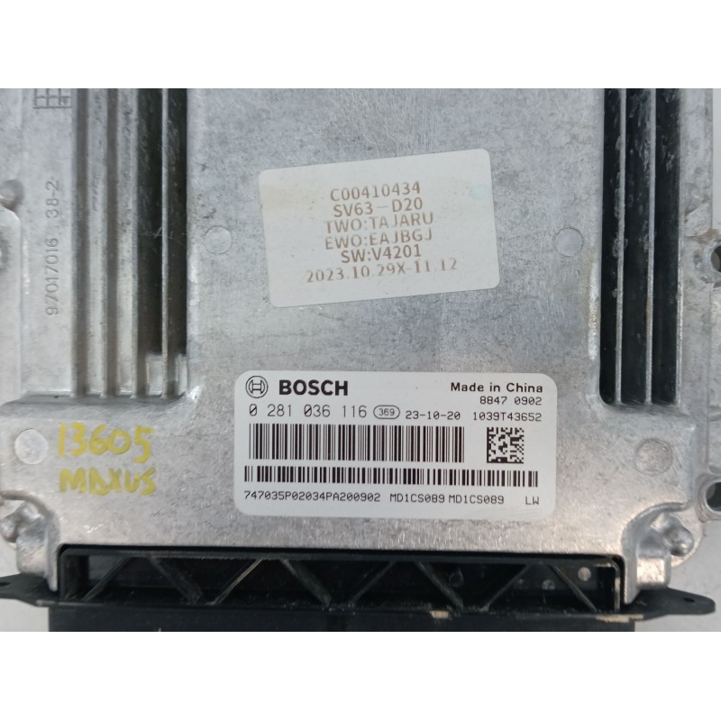 Recambio de centralita motor uce para maxus deliver 9 furgoneta 2.0 d (sv63c) referencia OEM IAM 0281036116  