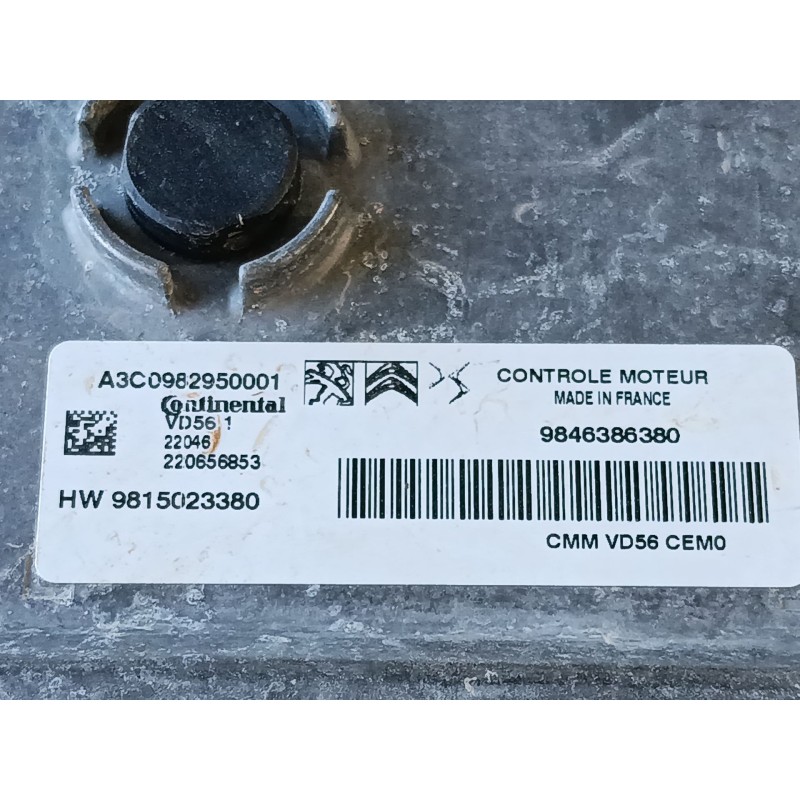 Recambio de centralita motor uce para opel grandland / grandland x (a18, p1uo) 1.2 (75) referencia OEM IAM 9846386380 A3C0982950