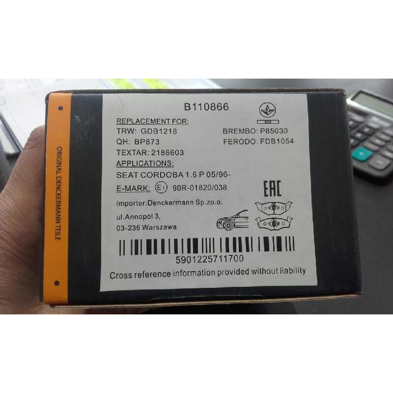 Recambio de pastillas de freno para seat cordoba berlina (6l2) referencia OEM IAM B110866 NUEVO T1-1-B7-1
