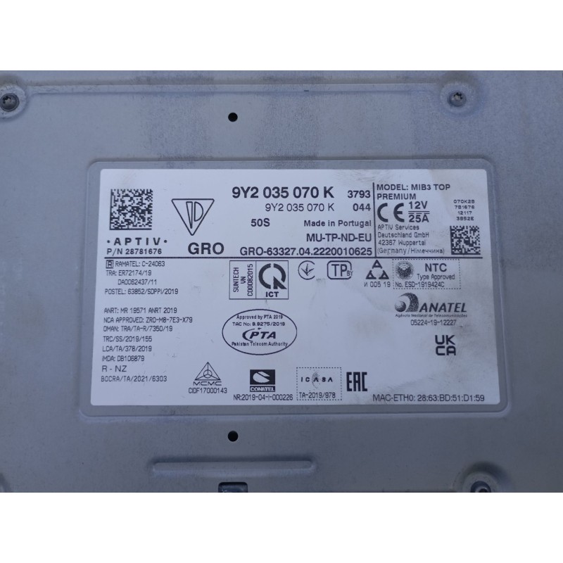 Recambio de sistema navegacion gps para porsche cayenne coupe (9yb) 3.0 e-hybrid awd referencia OEM IAM 9Y0919597AG 9Y0919600N E