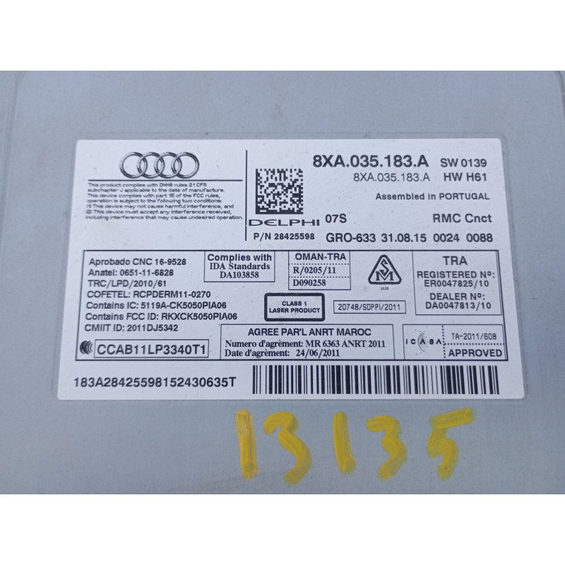 Recambio de sistema navegacion gps para audi a1 sportback (8xa, 8xf) 1.0 tfsi referencia OEM IAM 8X0857273B  E2-A1-39-1