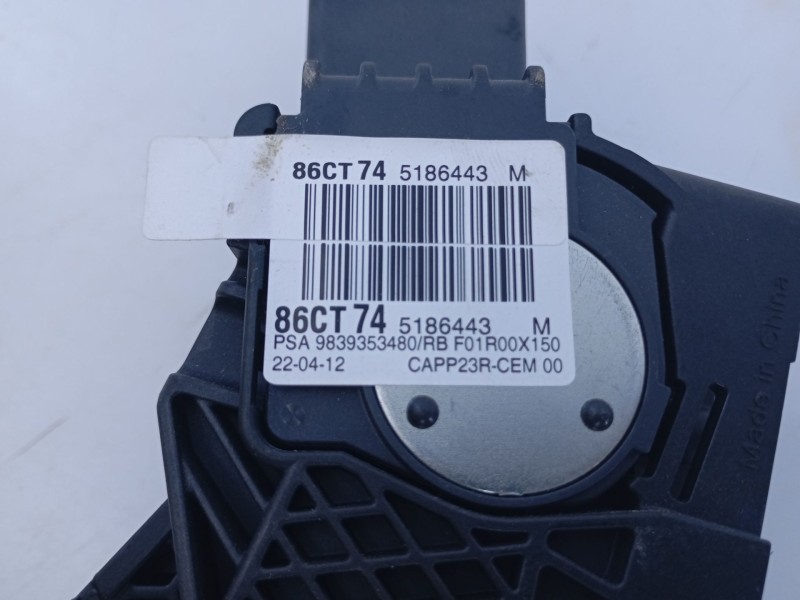 Recambio de pedal acelerador para fiat scudo furgoneta 2.0 multijet 145 (506) referencia OEM IAM 9839353480 86CT74 