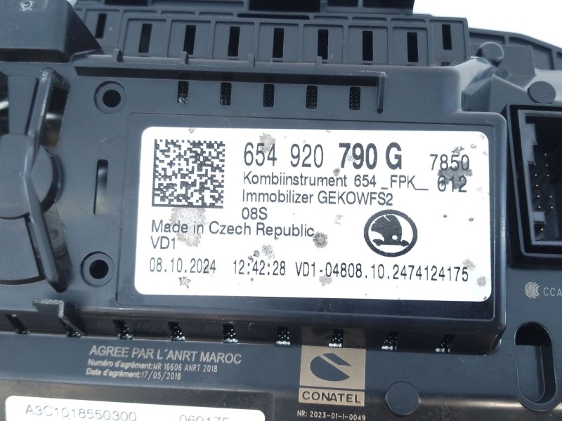 Recambio de cuadro instrumentos para skoda kamiq (nw4) 1.5 tsi referencia OEM IAM 654920790G  