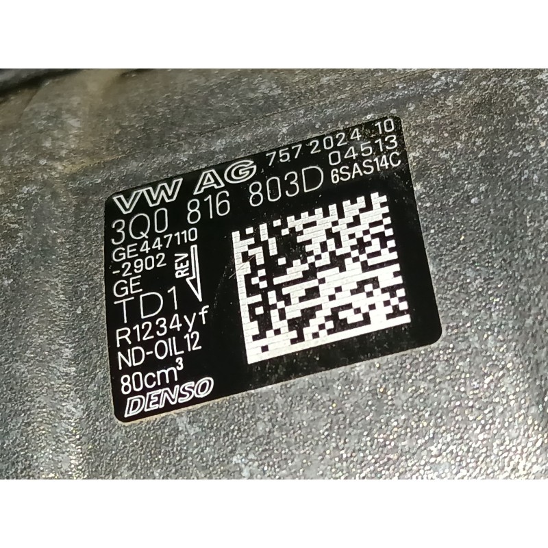 Recambio de compresor aire acondicionado para skoda karoq 2.0 tdi nu7 referencia OEM IAM 3Q0816803D  