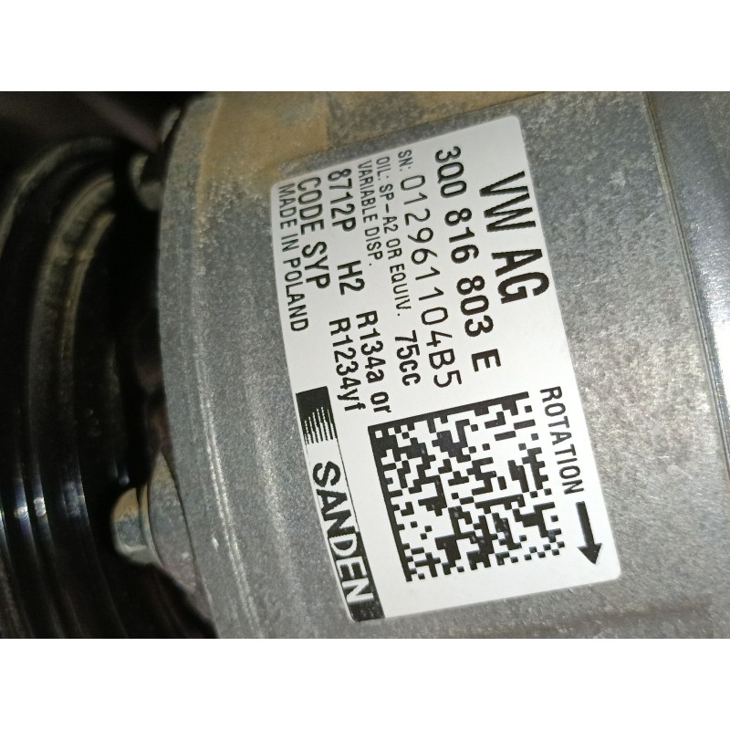Recambio de compresor aire acondicionado para skoda karoq (nu7, nd7) 1.5 tsi referencia OEM IAM 3Q0816803E  