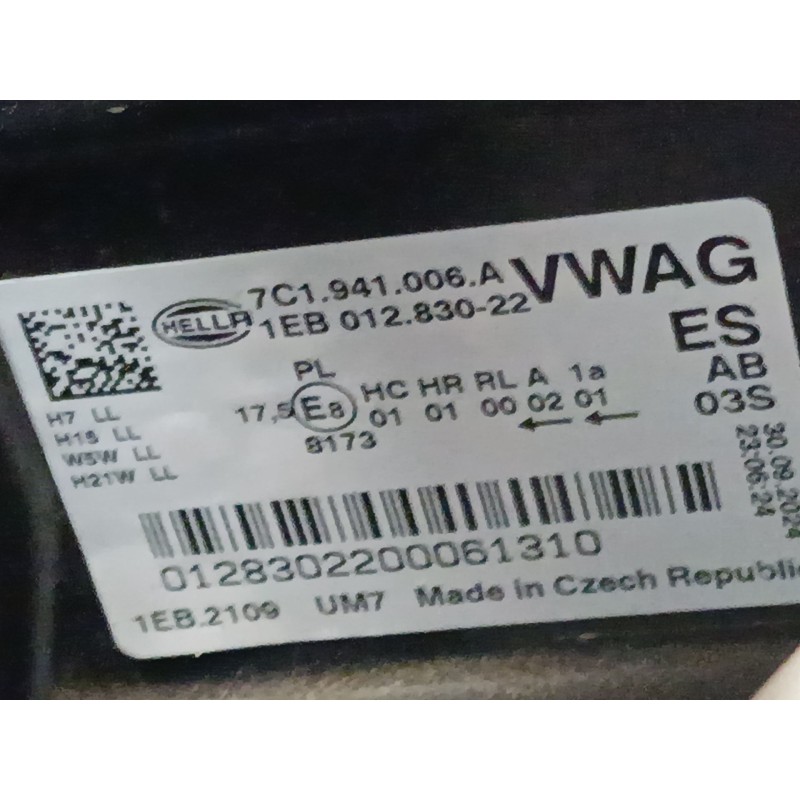 Recambio de faro derecho para volkswagen crafter caja/chasis (sz_) 2.0 tdi rwd referencia OEM IAM 7C1941006A  