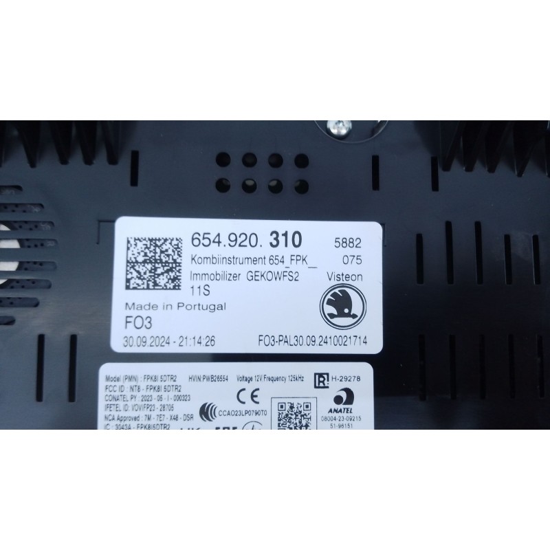 Recambio de cuadro instrumentos para skoda fabia iv (pj3) 1.0 tsi referencia OEM IAM 654920310  