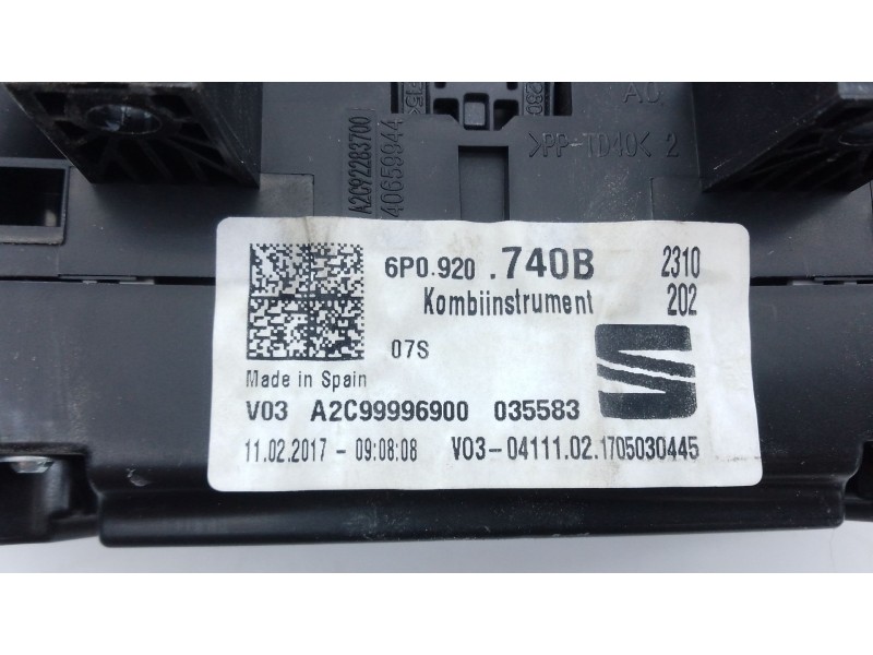 Recambio de cuadro instrumentos para seat ibiza iv (6j5, 6p1) 1.2 tsi referencia OEM IAM 6P0920740B  