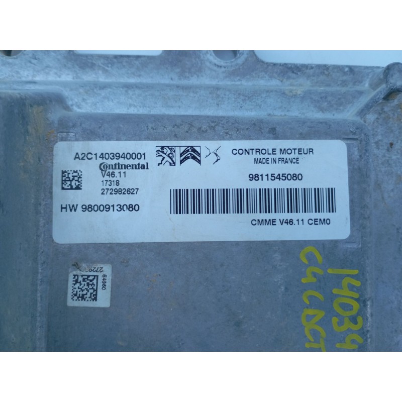 Recambio de centralita motor uce para citroën c4 cactus 1.2 vti 82 referencia OEM IAM 9811545080 9800913080 